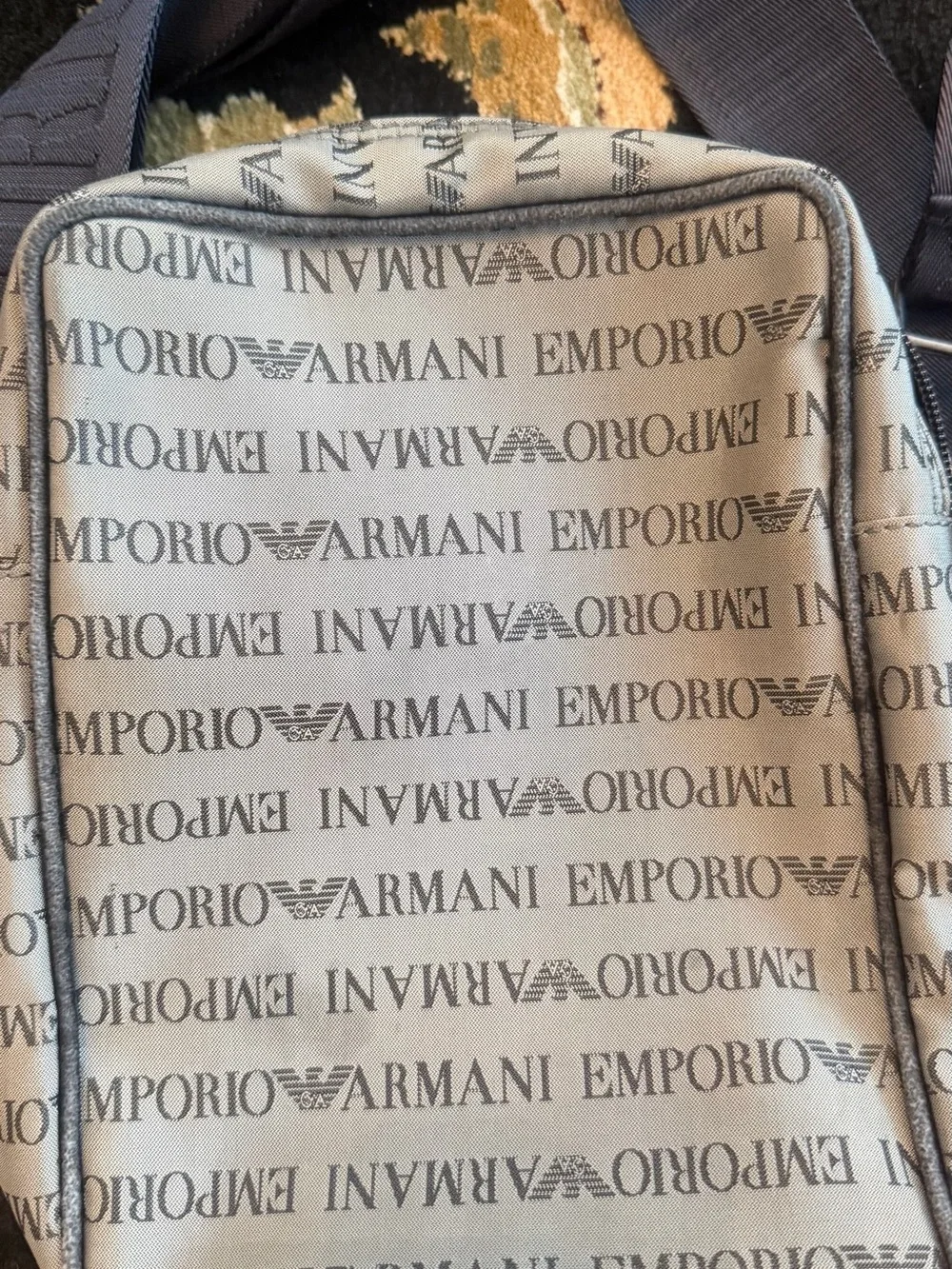 Emporio Armani Grey Logo Monogram Crossbody Messenger